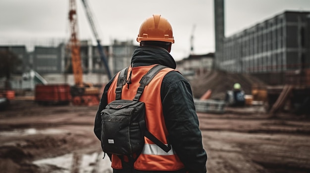 Backbone of construction Worker at site