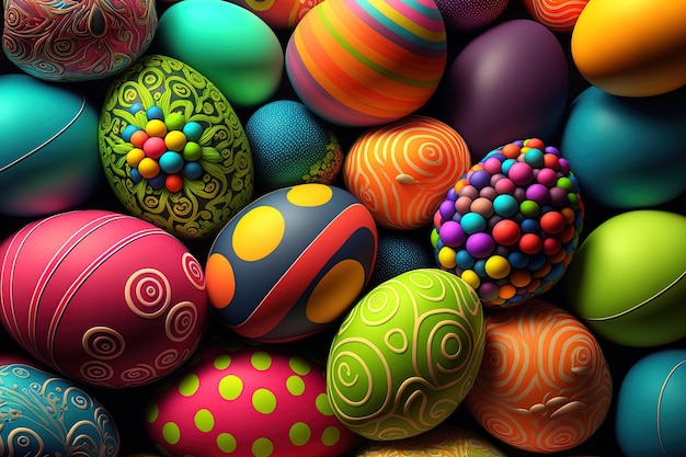 Backdrop of colorful Easter eggs