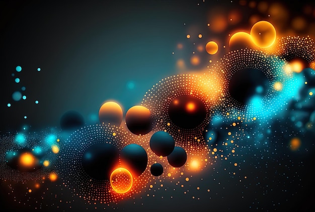 Backdrop of dynamic dots and light particles on an abstract digital background