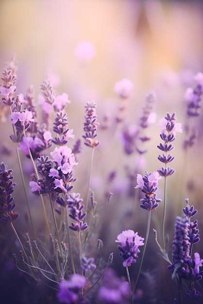 Backdrop of lavender flowers in a field Generative AI