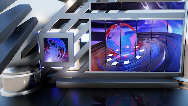 Backdrop For TV Shows TV On Wall3D Virtual News Studio Background 3d rendering