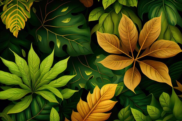 Background of 3d leaves Generative AI