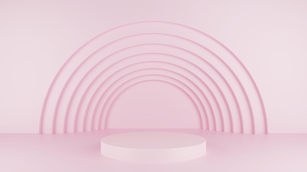 Background 3d pink rendering with podium and minimal pink scene Stage for product Commercial design