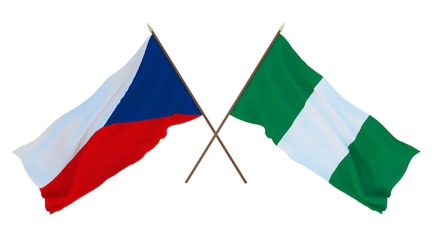 Background 3D render for designers illustrators National Independence Day Flags Czech Republic and Nigeria