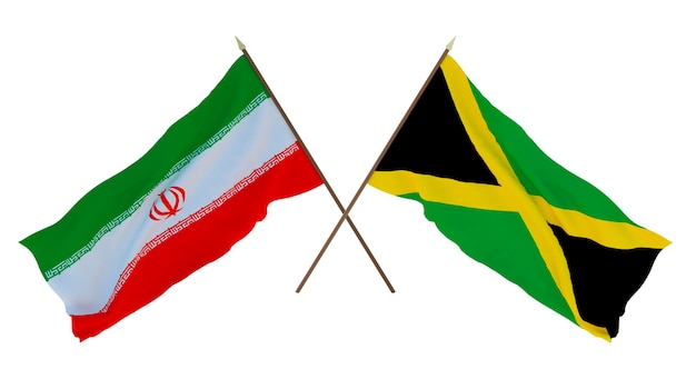 Background 3D render for designers illustrators National Independence Day Flags Iran and Jamaica