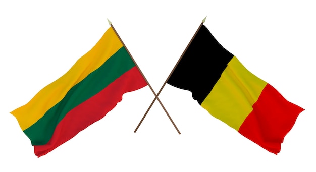 Background 3D render for designers illustrators National Independence Day Flags Lithuania and Belgium