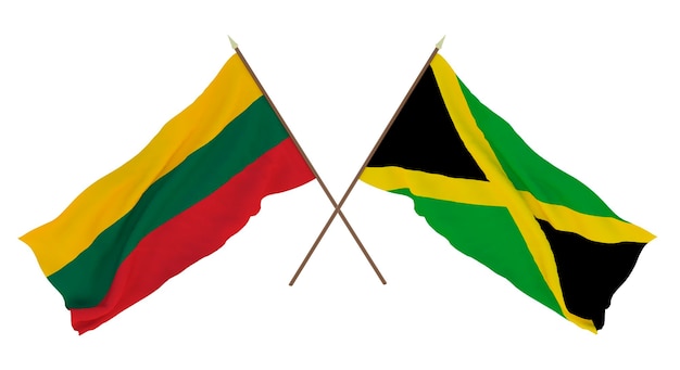 Background 3D render for designers illustrators National Independence Day Flags Lithuania and Jamaica