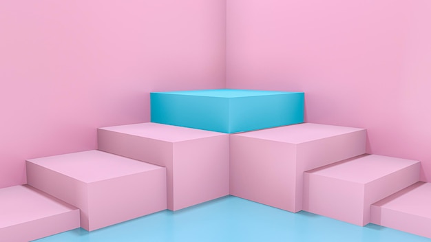 background 3d render poduim  pink and blue  display 3d