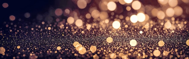 Background of abstract glitter lights brown gold and black bokeh banner Glittering stars of bokeh use for celebrate background