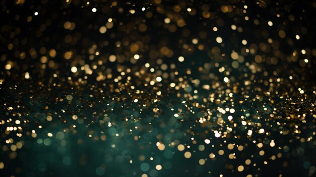 Background of abstract glitter lights dark green color