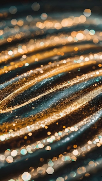 background of abstract gold black and silver glitter lights defocused