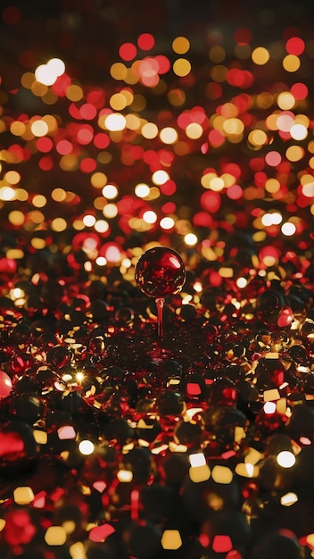 background of abstract red gold and black glitter lights defocused banner