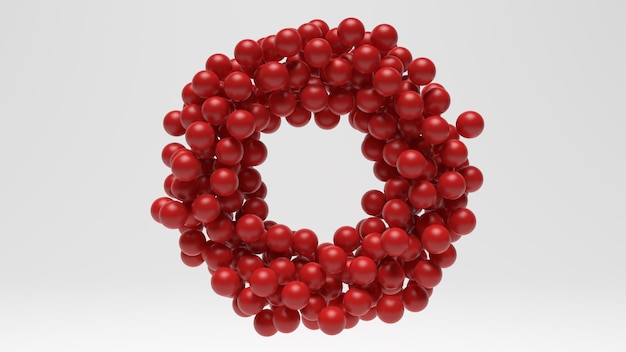 background abstract ring of red spheres in space minimal 3d render