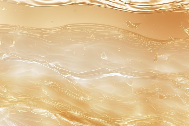 Background of an abstract summer banner rippled and splashed transparent beige clear water surface texture Water waves in the sunlight top view copy space Cosmetics micellar toner and moisturizer