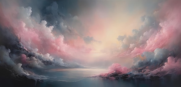 Background art strokes of a cloud of bright paint in pink and dark colors