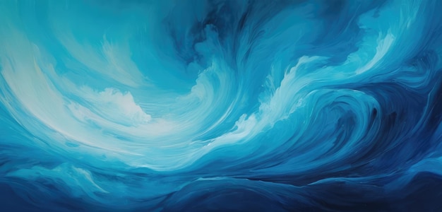 Background art strokes of a wave of bright paint sea blue colors