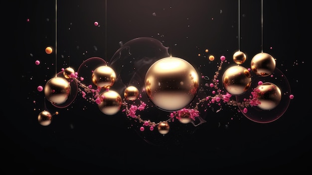 Background of Ascending Spheres of Marble and Gold