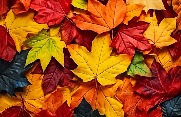 Background of autumn leaves Autumn background Generative AI