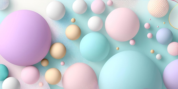 Background of balloons of different sizes in pastel colors