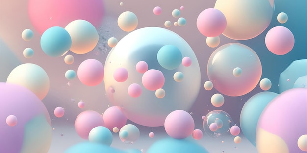 Background of balloons of different sizes in pastel colors