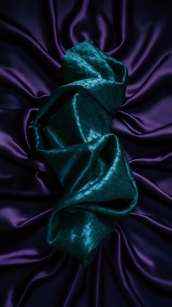 Photo background of beautiful dark purple green silk fabric