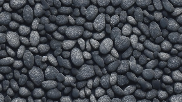 Background of black pebble stones Seamless texture