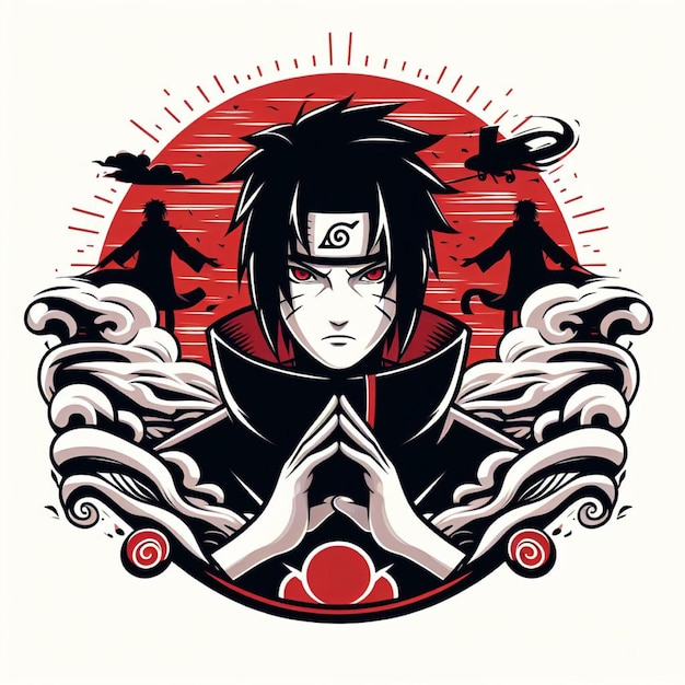 background black sasuke illustration icon abstract element logo design vector sign graphi