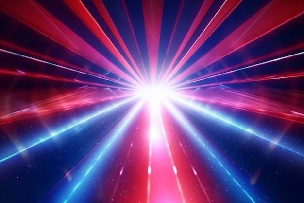 Background of blue and red shining rays at the disco