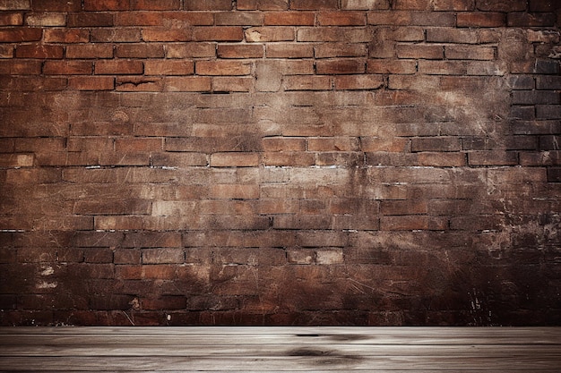 Background brick wall and wooden old floor