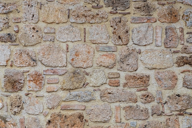 Background of browngray stone wall Pattern of slate wall texture and background