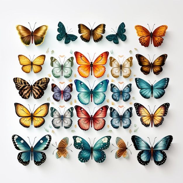 Background of Butterflies with Different Colors