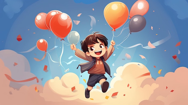 Background for Children's Day with balloon elements generated by AI