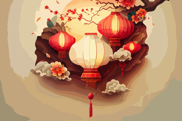 Background of chinese new year with lantern