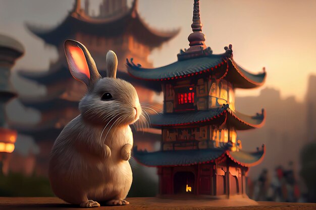 Background chinese zodiac symbol for the year 2023 of the rabbit