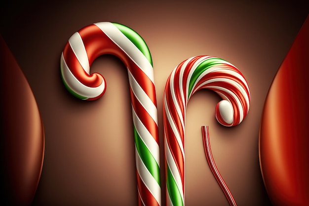 Background of Christmas two distinct holiday candy canes Sleigh make place for