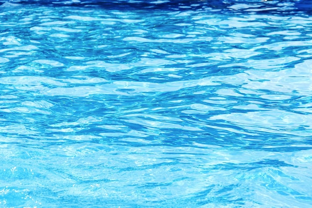 Background of clean blue rippled water in a hotel swimming pool