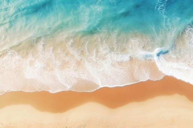 Background of clear ocean breaks on the shore Aerial view