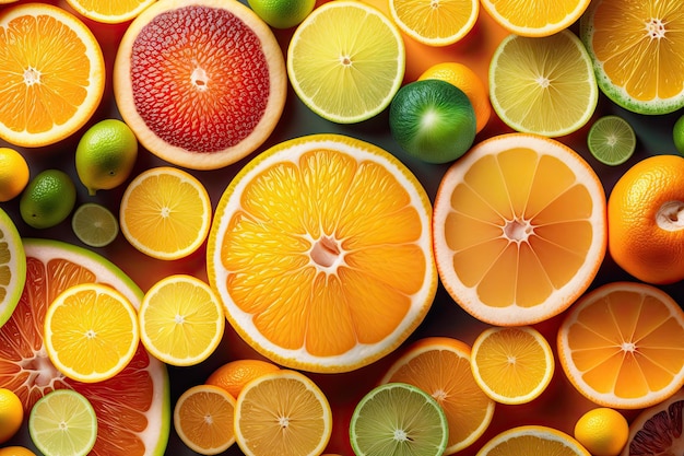 Background Close up of many juicy citrus fruits