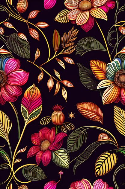 Background closeup colored multi floral pattern