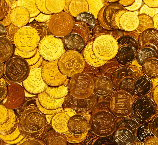 Photo background of the coins of ukraine