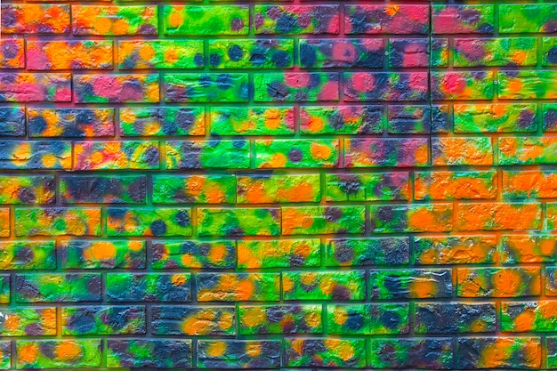 Background colored brick wall.