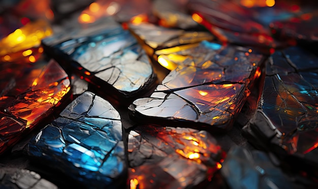 Background of colored colorful glass stones closeup Selective soft focus