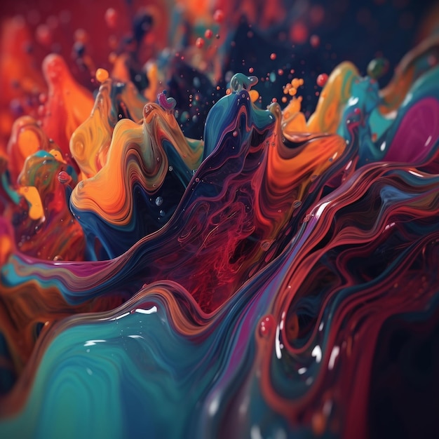 A background of a colorful painting with liquid generative ai