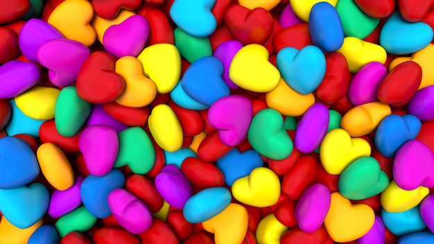 Background composed of many colorful hearts