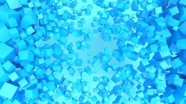 background composition minimalistic focus cubes geometric blur blue style 3d render