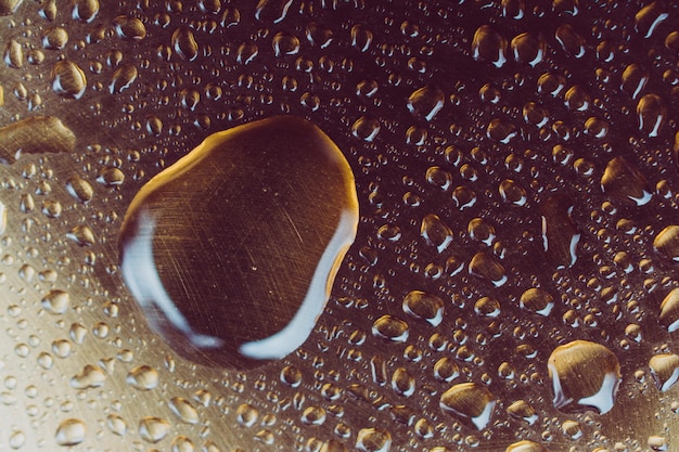 Background covered with water drops in closeup