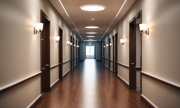 A background depicting an empty hallway