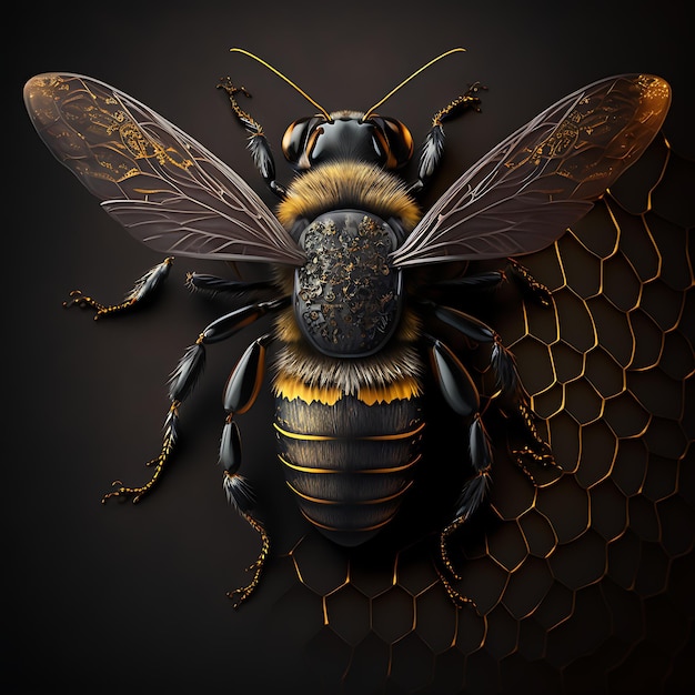 Background design black luxury Bee honey