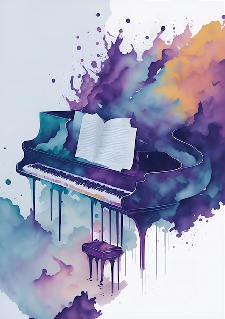 Background design with abstract piano illustration