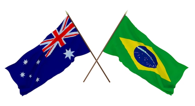 Background for designers illustrators National Independence Day Flags Australia and Brazil